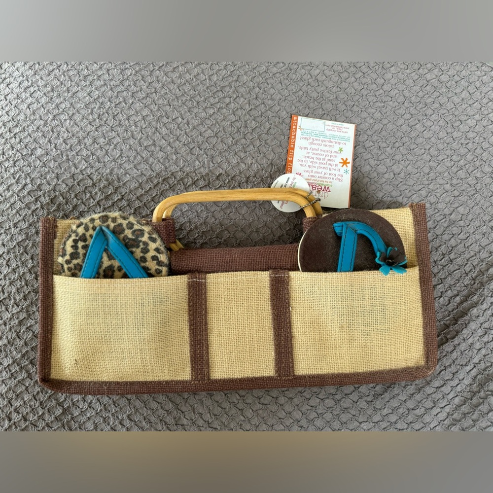 Fun Drinkwear flip flop drink coasters and wine bag.